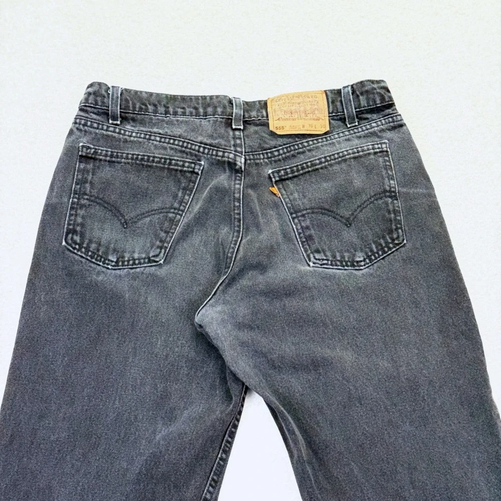 Levi's 555 Relaxed Fit Jeans *34x30 Made In USA Black Vintage Orange Tab 90s VTG